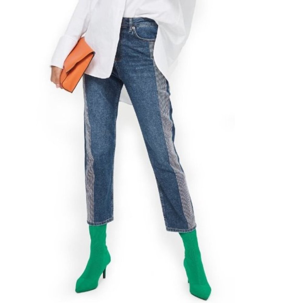 TOPSHOP Diamante Stripe Straight Leg Jeans